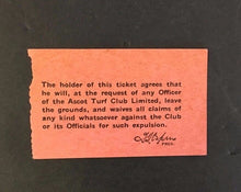 Load image into Gallery viewer, 1947 Fort Erie Ontario Racetrack Admission Ticket Canadian Ascot Turf Club