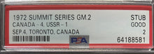 Load image into Gallery viewer, 1972 Summit Series Game 2 Ticket Team Canada vs USSR Hockey Toronto PSA Good 2