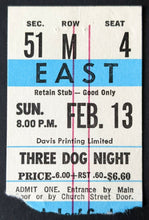 Load image into Gallery viewer, 1972 Three Dog Night + Crowbar Concert Ticket Stub Toronto Massey Hall Music VTG