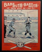 Load image into Gallery viewer, 1928 Babe Ruth 100 Record Pinback + Sheet Music MLB Baseball New York Yankees