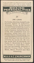 Load image into Gallery viewer, 1938 Joe Louis Churchman Cigarettes Boxing Personalities Vtg Tobacco Card #26