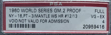 Load image into Gallery viewer, 1960 World Series Game 2 Proof Ticket New York vs Pittsburgh Mickey Mantle PSA