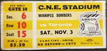 Load image into Gallery viewer, 1973 CNE Stadium Winnipeg Bombers vs Toronto Argonauts CFL Football Ticket