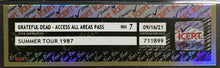 Load image into Gallery viewer, 1987 Grateful Dead Access All Areas Pass Summer Tour iCert