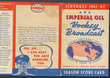Load image into Gallery viewer, 1941-42 Imperial Oil NHL Pocket Schedule Vintage Hockey Sports Calendar