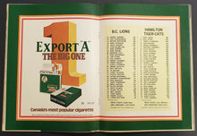 Load image into Gallery viewer, 1974 CFL Program Football BC Lions vs Hamilton Tiger Cats Ivor Wynn Stadium