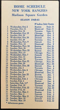 Load image into Gallery viewer, 1960 New York Rangers Pocket Schedule Madison Square Garden NHL Vintage Hockey