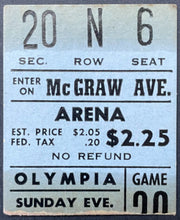 Load image into Gallery viewer, 1959 Detroit Red Wings vs Boston Bruins NHL Hockey Ticket Stub Olympia Stadium