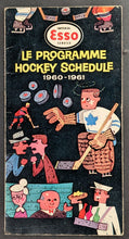 Load image into Gallery viewer, 1960-61 NHL Hockey Schedule Vintage Esso Pocket Sked