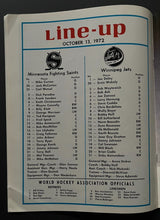 Load image into Gallery viewer, 1972 WHA Hockey Minnesota Fighting Saints 1st Game Program v Winnipeg Jets Hull