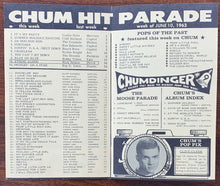 Load image into Gallery viewer, 1963 Chum Chart Radio Record Survey Toronto Music Leslie Gore Cliff Richard