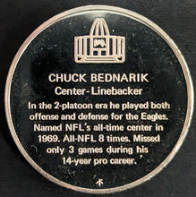 Load image into Gallery viewer, 1972 Chuck Bednarik Pro Football Hall Of Fame Medal Franklin Mint 1 Troy Oz NFL