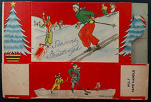 Load image into Gallery viewer, Early 1900's Folding Christmas Gift Box Winter Sports Scene Hockey Vtg Antique
