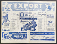 Load image into Gallery viewer, 1951 Maple Leafs Gardens NHL Program Toronto Maple Leafs vs NY Rangers Sid Smith