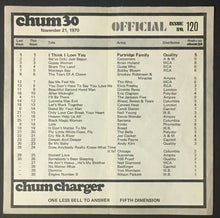 Load image into Gallery viewer, 1970 CHUM Radio Survey Music Chart Toronto Issue 120 Partridge Family Carpenters