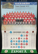 Load image into Gallery viewer, 1973-74 Maple Leaf Gardens Export A Leafs Calendar Toronto 1972 Summit Series