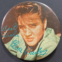 Load image into Gallery viewer, Rare 1956 Issued 3" Best Wishes Elvis Presley Pinback Music Vintage Hall of Fame