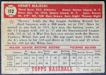 Load image into Gallery viewer, 1952 Topps Baseball Henry Majeski #112 Philadelphia Athletics MLB Card Vintage