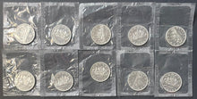 Load image into Gallery viewer, Lot of 10 Uncirculated 1963 Royal Canadian Mint .800 Silver Dollars Vintage