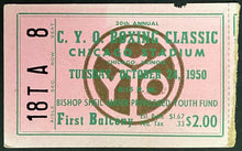 Load image into Gallery viewer, 1950 Vintage Boxing Ticket Stub 20th Annual Chicago Youth Org CYO Classic Vtg