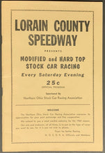 Load image into Gallery viewer, 1962 Vintage Lorain County Speedway Modified Hard Top Stock Car Racing Program
