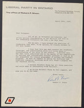Load image into Gallery viewer, March 28 1968 Robert Nixon Signed Letter Ontario Liberal Party Leader