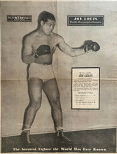 Load image into Gallery viewer, 1942 Full Two Page Boxing Poster Joe Louis The Afro-American Newspaper Vintage