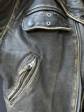Load image into Gallery viewer, 1990s Indian Distressed Leather Motorcycle Jacket w/Large Back Patches M Vintage