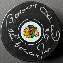 Load image into Gallery viewer, Bobby Hull Signed Chicago Blackhawks NHL Hockey Puck Golden Jet Insc. Fanatics