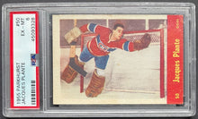 Load image into Gallery viewer, 1955 Parkhurst #50 Jacques Plante Montreal Canadiens NHL Hockey RC PSA 6 EX-MT