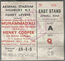 Load image into Gallery viewer, 1966 Muhammad Ali vs Henry Cooper Boxing Ticket Heavyweight Championship Vintage