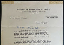 Load image into Gallery viewer, 1969 Signed Letter Lester B Pearson Autographed Canadian PM Politics JSA LOA