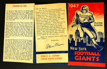 Load image into Gallery viewer, Rare 1947 NFL Roster Card New York Giants Football Team Issued Vintage Vtg