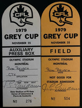 Load image into Gallery viewer, 1979 CFL Football Ron Reusch Press Credential Grey Cup Olympic Stadium Vintage