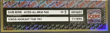 Load image into Gallery viewer, 1983 David Bowie Serious Moonlight Tour Access All Areas Pass iCert