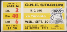 Load image into Gallery viewer, 1972 C.N.E. Stadium B.C. Lions vs Toronto Argonauts CFL Football Ticket