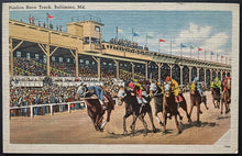 Load image into Gallery viewer, 3 Early 1900s Triple Crown Postcards Churchill Downs Pimlico Belmont Race Tracks