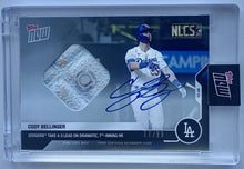 Load image into Gallery viewer, 2020 Topps Now NLCS HR Cody Bellinger #442A Auto Game Used MLB Base Relic 77/99