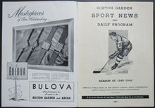 Load image into Gallery viewer, 1946 Boston Gardens NHL Program Bruins vs Montreal Canadiens Maurice Richard