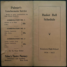 Load image into Gallery viewer, 1926/27 Kenmore High School Basketball Schedule New York Vintage Old Sked