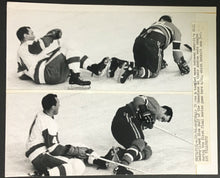 Load image into Gallery viewer, 1966 Stanley Cup Hockey Press Photo Bill Gadsby Dick Duff Montreal Canadiens NHL