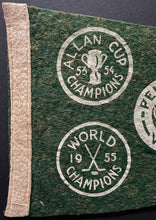 Load image into Gallery viewer, 1955 Ice Hockey World Champion Penticton Vees 22" Felt Pennant Allan Cup Vintage