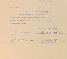 Load image into Gallery viewer, 1955-57 NHL Hockey Contract Signed Hap Day / Gerry McNamara Maple Leafs JSA LOA