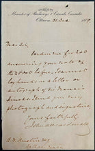 Load image into Gallery viewer, 1889 John A MacDonald Signed Handwritten Letter Canada's 1st Prime Minister JSA