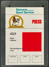 Load image into Gallery viewer, 1989 Ice Hockey World Championship Stockholm Sweden Press Pass Canadian News