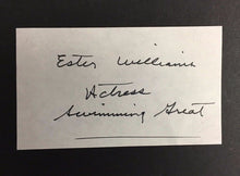 Load image into Gallery viewer, ESTHER WILLIAMS SIGNED AUTOGRAPH FILM STAR TV GLAMOUR Index Card