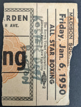 Load image into Gallery viewer, 1950 Madison Square Garden Boxing Vintage Ticket Stub George Costner Gene Burton