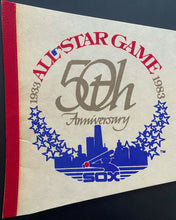 Load image into Gallery viewer, 1983 MLB 50th All Star Anniversary Baseball Game Pennant Comiskey Park Vintage