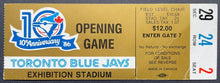 Load image into Gallery viewer, 1986 Toronto Blue Jays 10th Anniversary Opening Day Ticket Stub Baseball MLB VTG