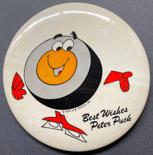 Load image into Gallery viewer, Peter Puck Vintage 3" Pinback Famous Hockey Cartoon Hanna Barbera Productions